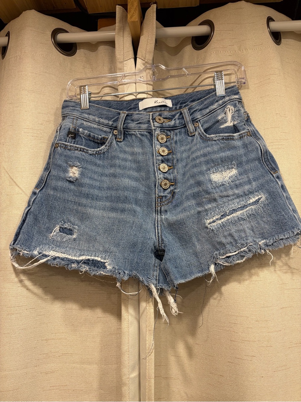 Kancan High-Rise Distressed Denim Shorts